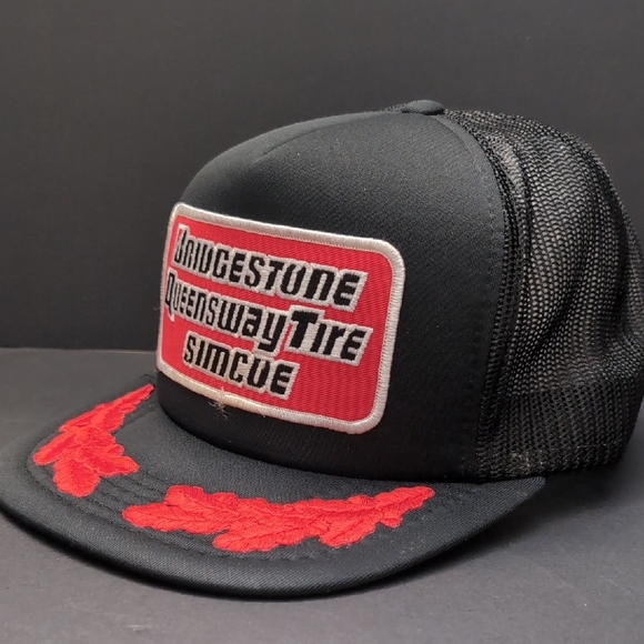 VTG Bridgestone Queensway Tire Simcoe Black/Red Advertiser's Trucker Hat. - Picture 1 of 8
